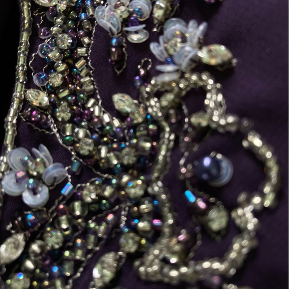 Alfred Angelo Mother of the Bride Beaded Eggplant Kaftan Gown 9018LW (Size 20W) - Picture 8 of 12